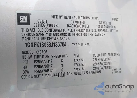 2008 Chevrolet Tahoe Lt from USA, damaged, VIN 1GNFK13038J135704